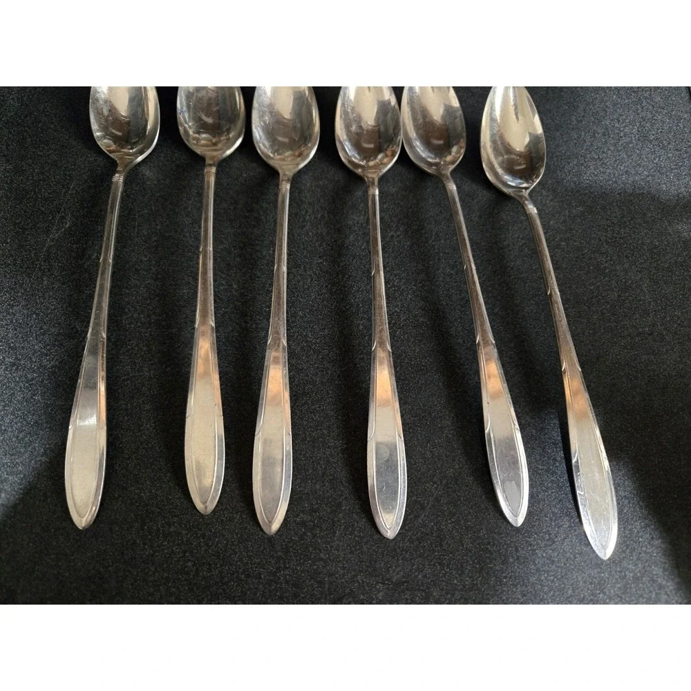 6 Pc Oneida REVERIE Iced Tea Spoons  Nobility Plate 1937 Flatware Silverware